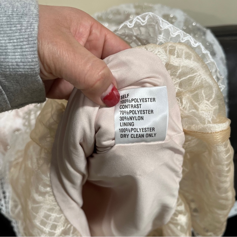 NWT Tadashi Shoji Rhinestone Embroidered Long Sleeve Cocktail Dress size12 ivory - Picture 11 of 11
